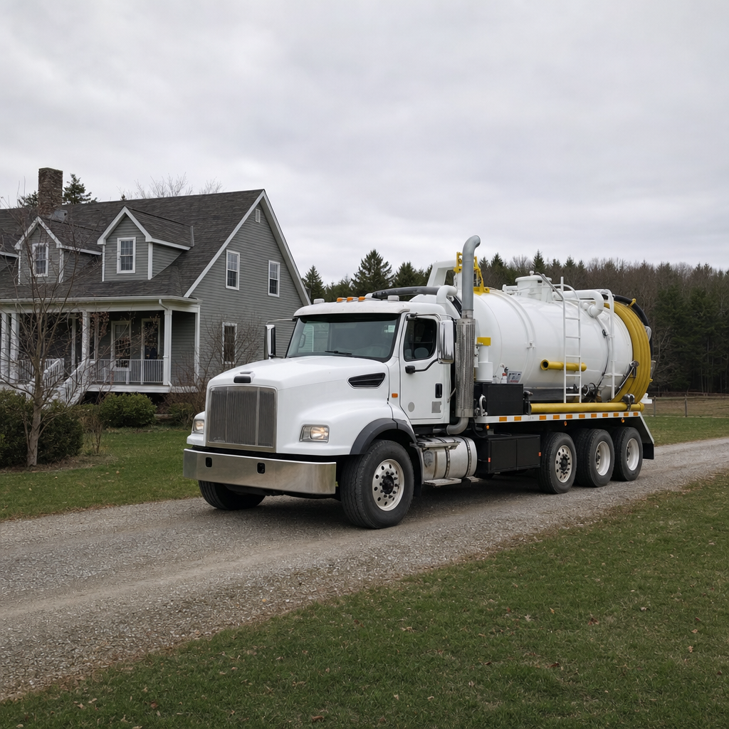 Septic vacuum truck arriving at a Poinciana home for same-day emergency service