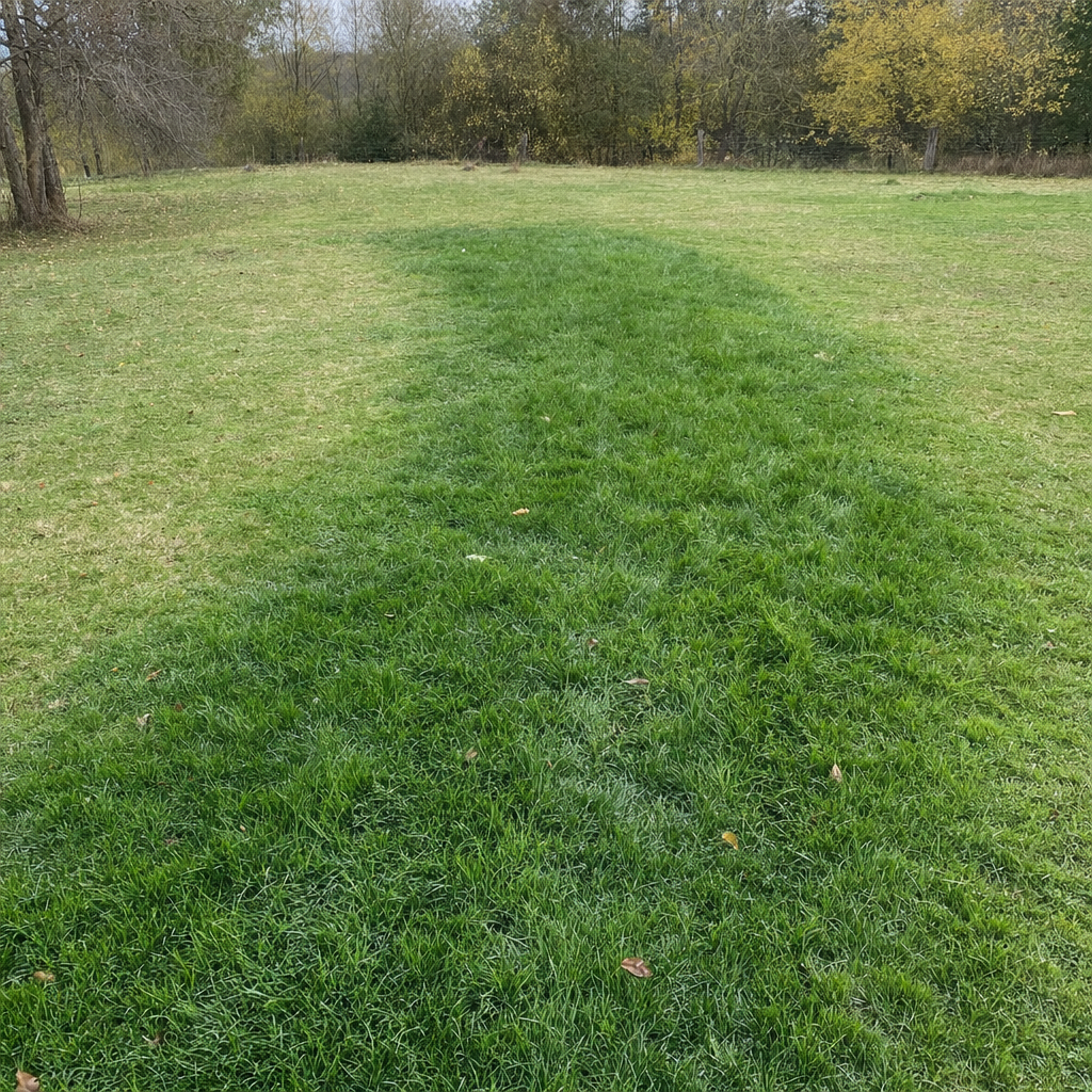 A soggy, unusually green patch of lawn over the drain field of a Poinciana home, a sign the septic tank needs pumping